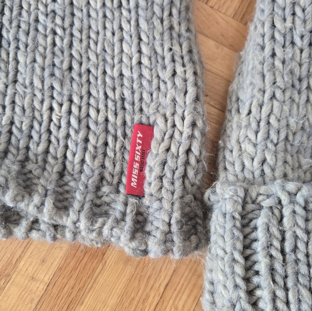 Miss Sixty Wool Alpaca Knit Turtleneck Sweater Taupe Grey Small - Picture 4 of 15